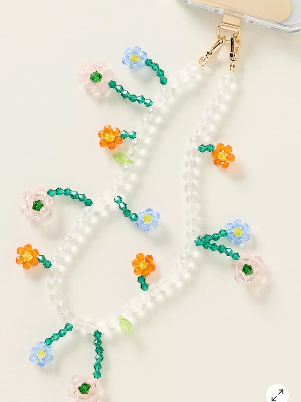 Anthropologie Daisy Beaded Phone Chain